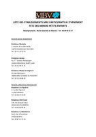 Liste des établissements MBV participant à l'événement Fête des arriere-petits-enfants - 30 août 2014